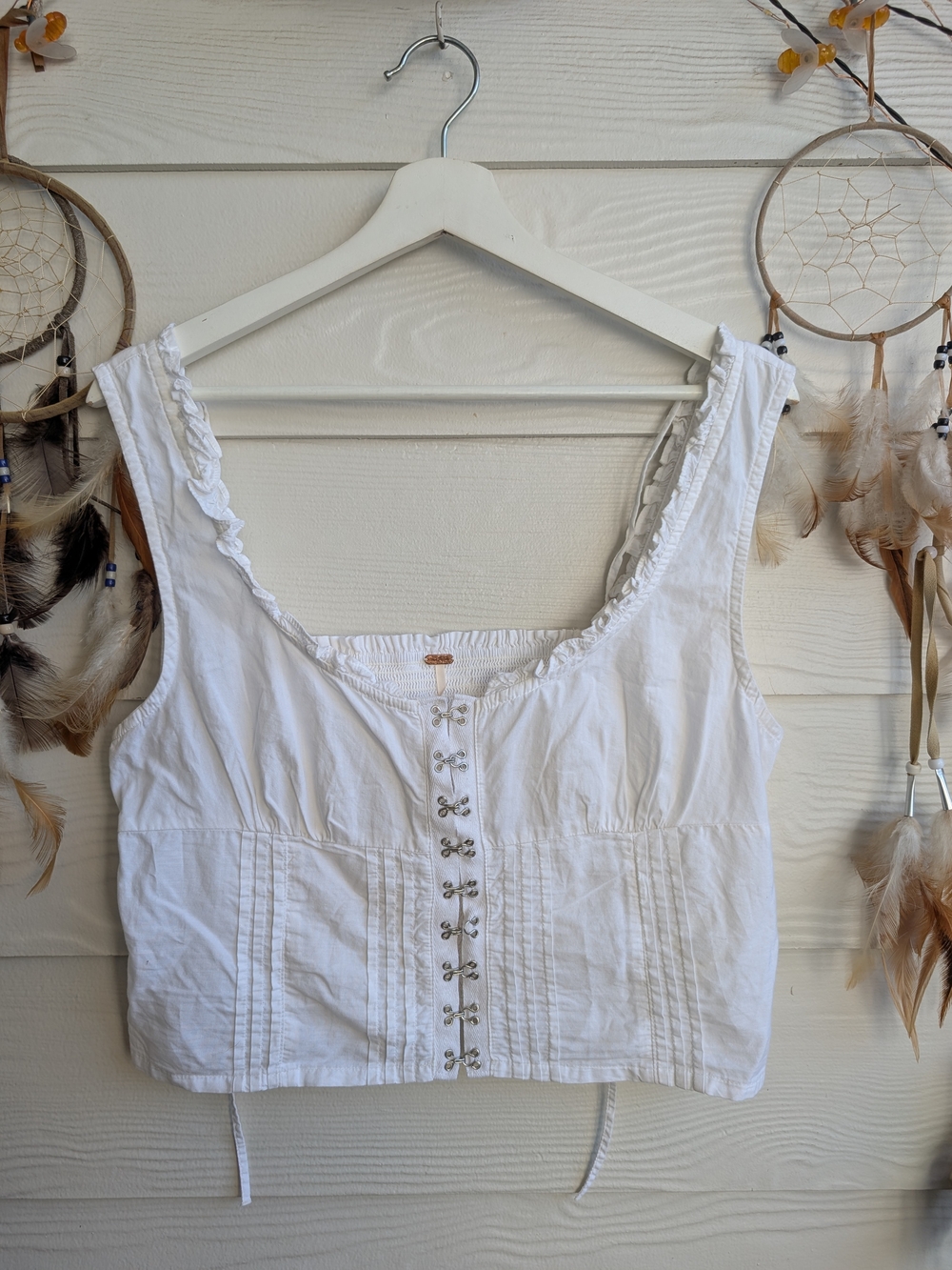 Free People Sz M Women's White Amelia Corset Tank Top Blouse - Picture 5 of 7